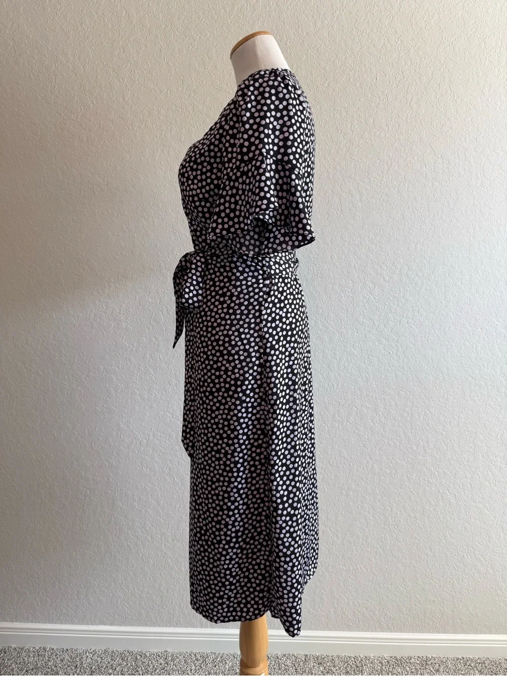 Who What Wear Polka Dot Wrap Midi Dress